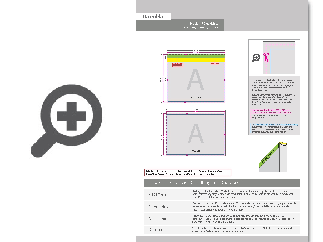 Product Bild block_mit_leimbindung_und_deckblatt__din_a4_quer__200_blatt__5_0_farbig_einseitig_bedruckt_(cmyk_4-farbig_+_1_sonderfarbe_hks_oder_pantone)