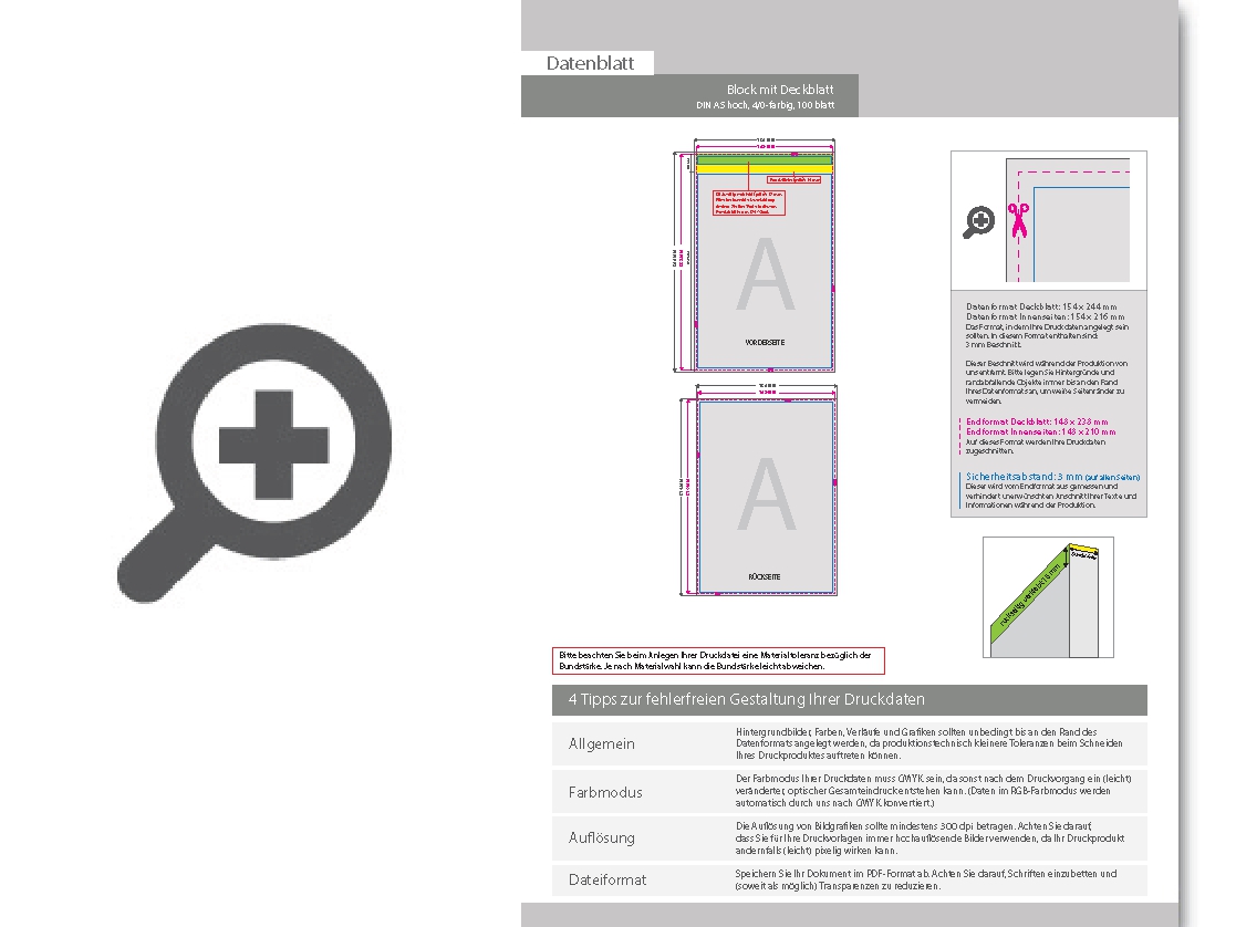 Product Bild block_mit_leimbindung_und_deckblatt__din_a5__100_blatt__4_0_farbig_einseitig_bedruckt