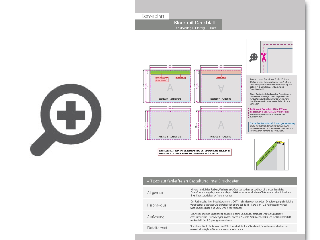 Product Bild block_mit_leimbindung_und_deckblatt__din_a5_quer__10_blatt__4_4_farbig_beidseitig_bedruckt