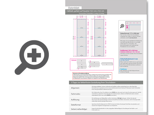Product Bild faltblatt__gefalzt_auf_quadrat_10_5_cm_x_10_5_cm__horizontaler_zickzackfalz__8-seitig