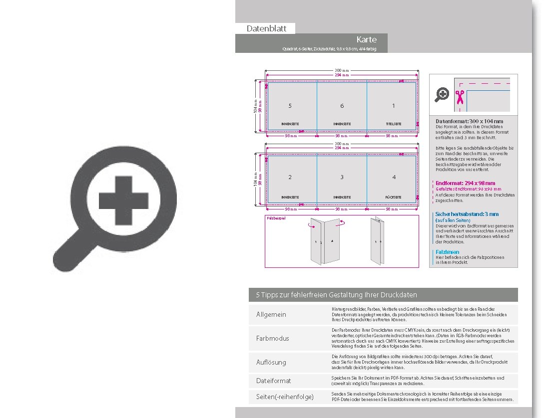 Product Bild geburtstagskarte__gefalzt_auf_quadrat_9_8_cm_x_9_8_cm__vertikaler_zickzackfalz__6-seitig
